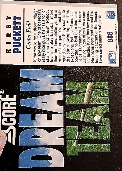 1992 Score #886 Kirby Puckett Dream Team — back