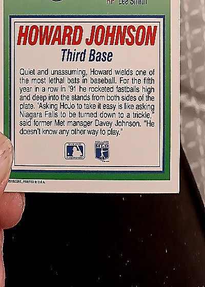 1991 Score #776 Howard Johnson — back