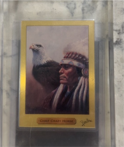 1991 PM Cards Chief Crazy Horse 1 Gram 24k .999 Gold Trading Card #0478 — front