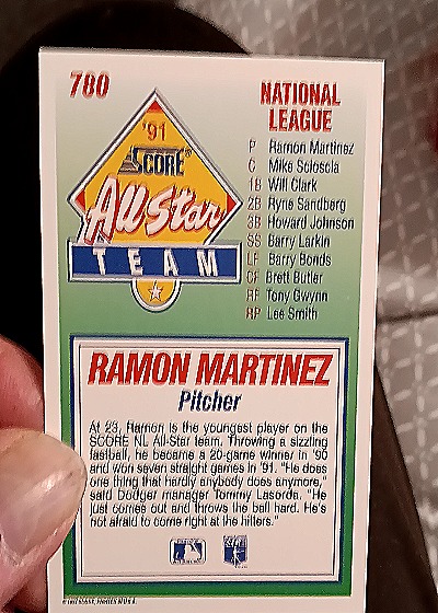 1991 Score #780 Ramon Martinez — back