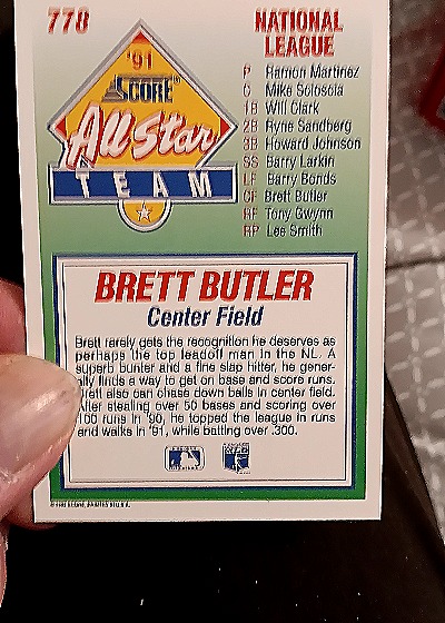 1991 Score All Star #778 Brett Butler — back