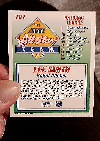 1992 Score #781 Lee Smith — back