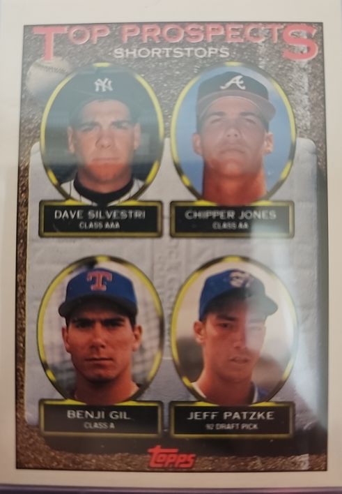 1993 Topps #529 Dave Silvestri / Chipper Jones / Benji Gil / Jeff Patzke — front