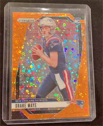 2024 Panini Prizm #329 Drake Maye Orange Disco Rookie — front
