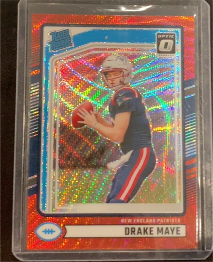 2024 Panini Donruss Optic #379 Drake Maye Rated Rookie Red Wave Prizm — front