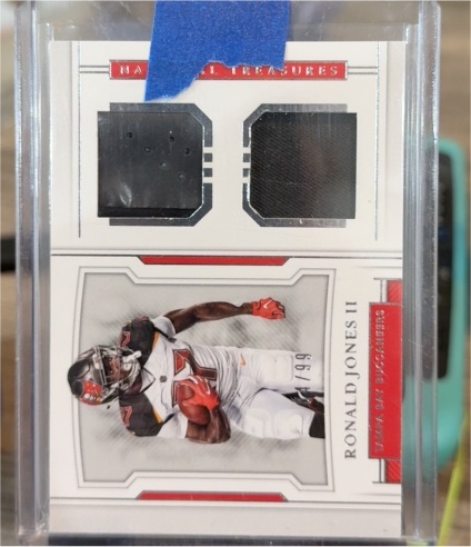 2018 Panini National Treasures Rookie Dual Materials #RDM-11 Ronald Jones II — front