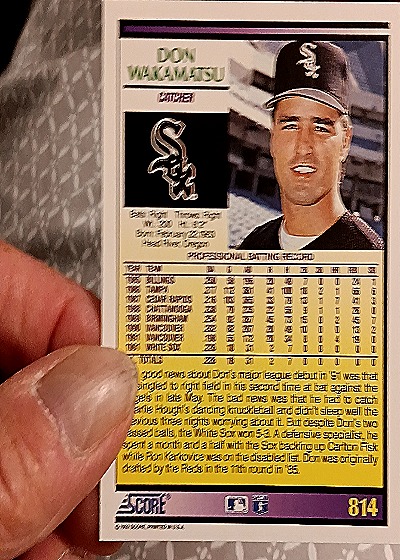 1992 Score #814 Don Wakamatsu — back