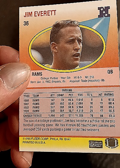 1990 Fleer #36 Jim Everett — back