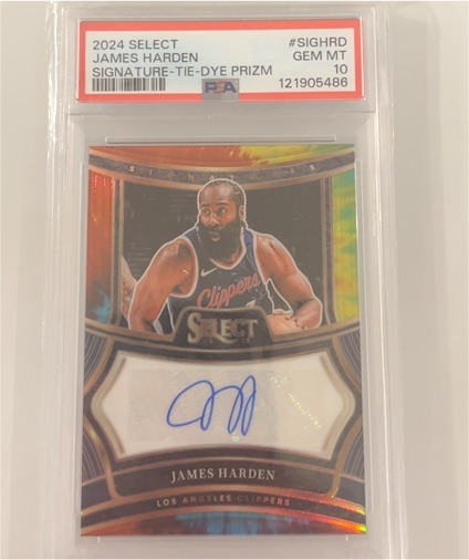 2024 Panini Select #SIGHRD James Harden Signature-Tie-Dye Prizm — front