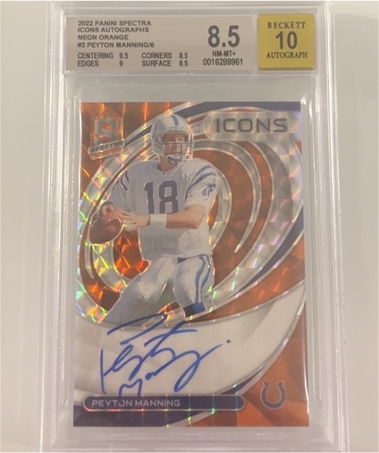 2022 Panini Spectra Icons Autographs Neon Orange #2 Peyton Manning — front