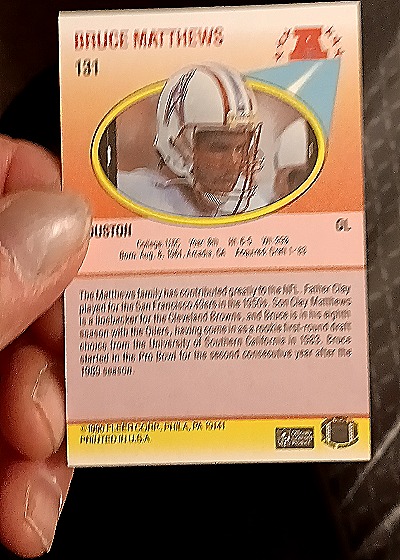 1990 Fleer #131 Bruce Matthews — back