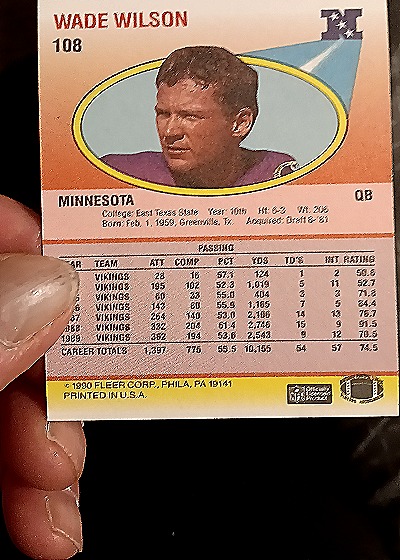 1990 Fleer #108 Wade Wilson — back