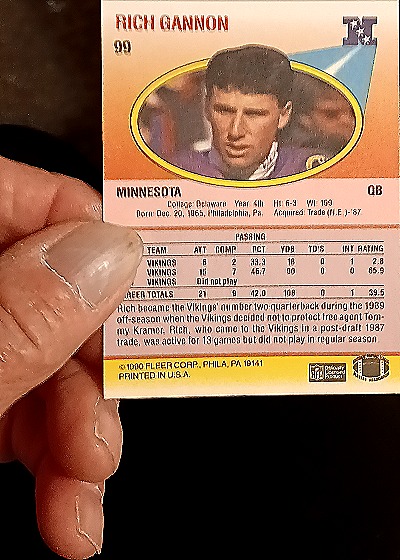 1990 Fleer #99 Rich Gannon — back