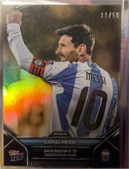 2024-25 Topps Now #002 Lionel Messi Says Goodbye to Argentina Fans — front