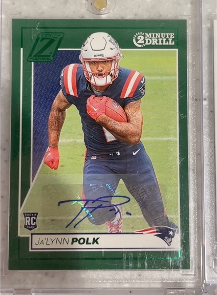 2024 Panini Zenith #140 Ja'Lynn Polk 2 Minute Drill Rookie Auto Green — front