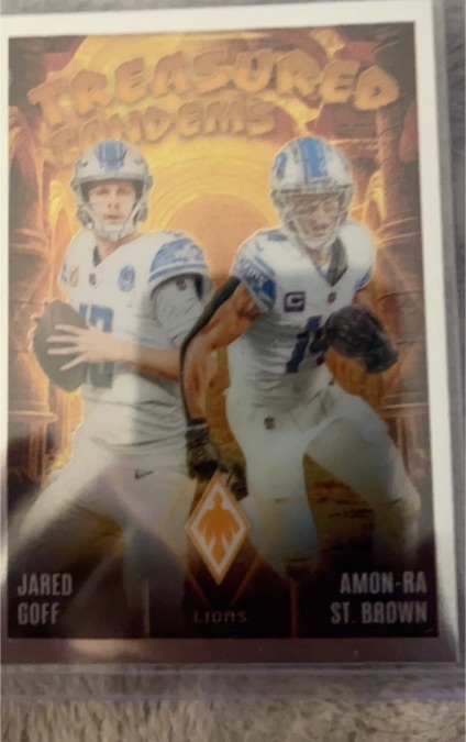 2024 Panini Phoenix #TT-DET Jared Goff/Amon-Ra St. Brown Treasured Tandems — front