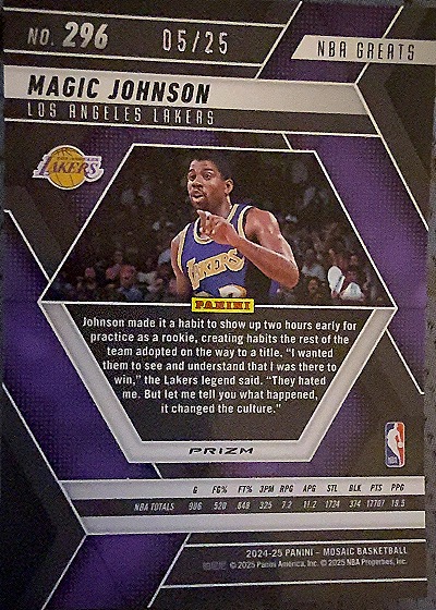 2024-25 Panini Mosaic #296 Magic Johnson — back