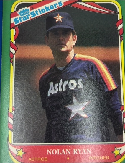 1987 Fleer Star Stickers #103 Nolan Ryan — front