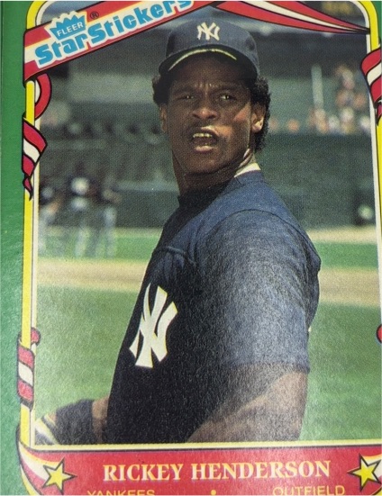 1987 Fleer Star Stickers #56 Rickey Henderson — front