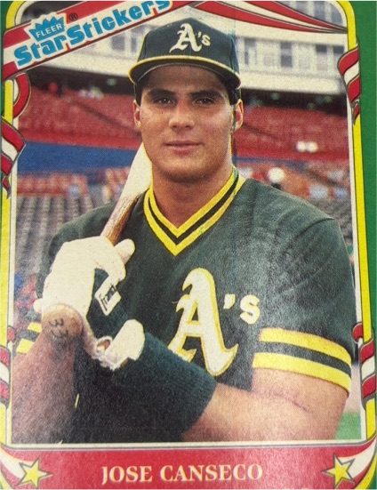1987 Fleer Star Stickers #19 Jose Canseco — front