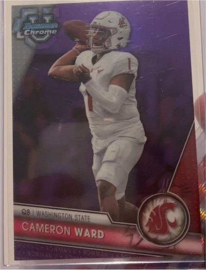 2023 Bowman University Chrome #145 Cameron Ward Washington State Cougars — front