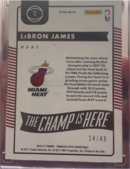 2016 Panini Donruss Optic The Champ is Here #1 LeBron James — front