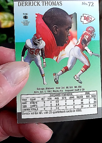 1991 Fleer Ultra #72 Derrick Thomas — back