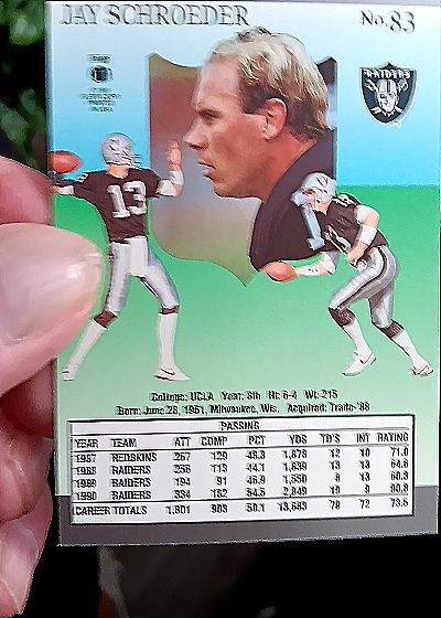 1990 Pro Set #83 Jay Schroeder — back