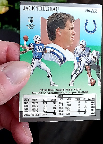 1990 Pro Set #62 Jack Trudeau — back