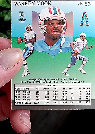 1991 Fleer Ultra #53 Warren Moon — back
