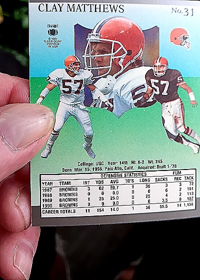 1991 Fleer Ultra #31 Clay Matthews — back
