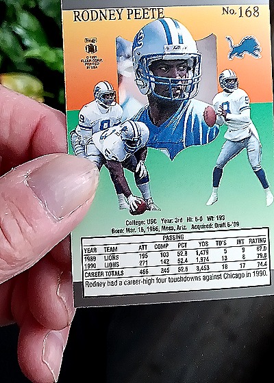 1991 Fleer Ultra #168 Rodney Peete — back