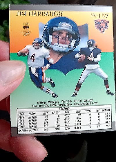 1991 Fleer Ultra #157 Jim Harbaugh — back