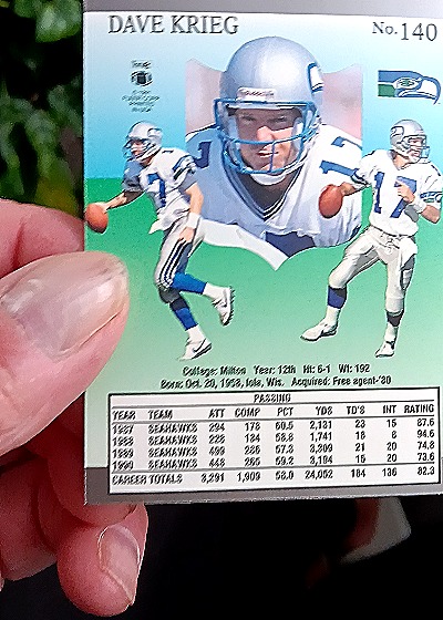 1991 Fleer Ultra #140 Dave Krieg — back