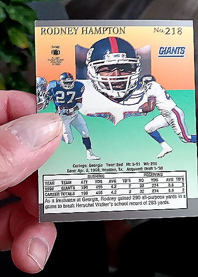 1991 Pro Set #218 Rodney Hampton — back