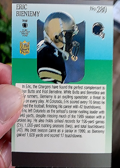 1991 Fleer Ultra Draft Picks #229 Eric Bieniemy — back