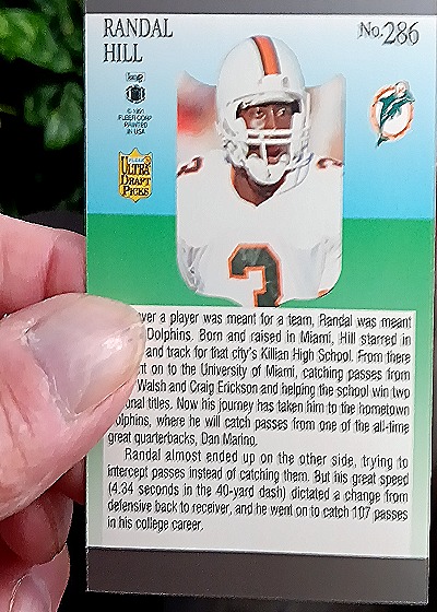 1991 Ultra #286 Randal Hill — back