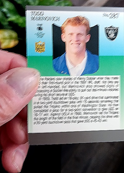 1991 Fleer Ultra Draft Picks #287 Todd Marinovich — back