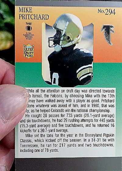1991 Fleer Ultra #294 Mike Pritchard — back