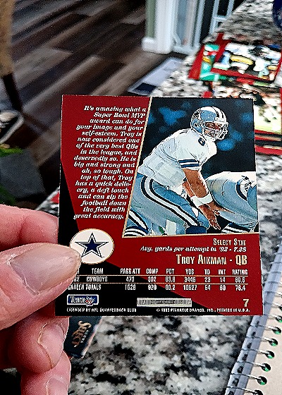 1993 Score Select #7 Troy Aikman — back