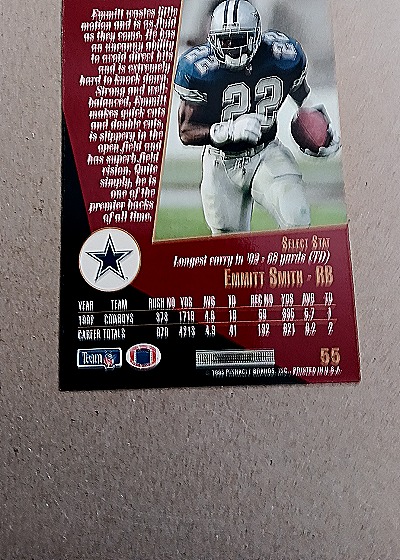 1996 Select #55 Emmitt Smith — back