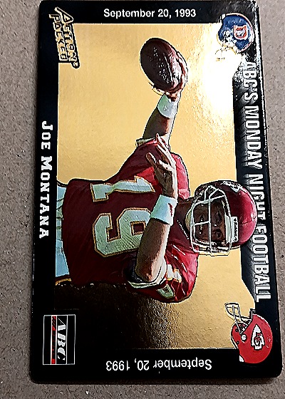 1993 Action Packed Monday Night Football Joe Montana — front
