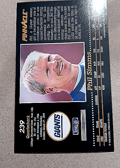 1993 Pinnacle #239 Phil Simms — back