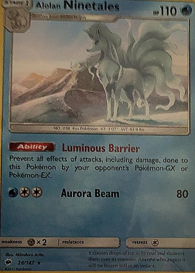 2017 Pokemon Sun & Moon Burning Shadows #28 Alolan Ninetales — front