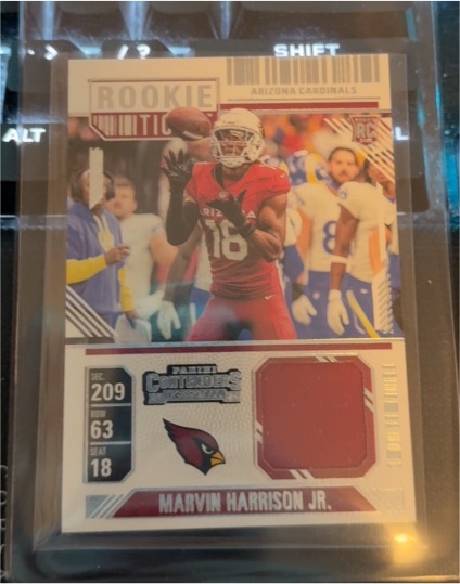 2024 Panini Contenders #RTS-MHJ Marvin Harrison Jr. Rookie Ticket Patch — front