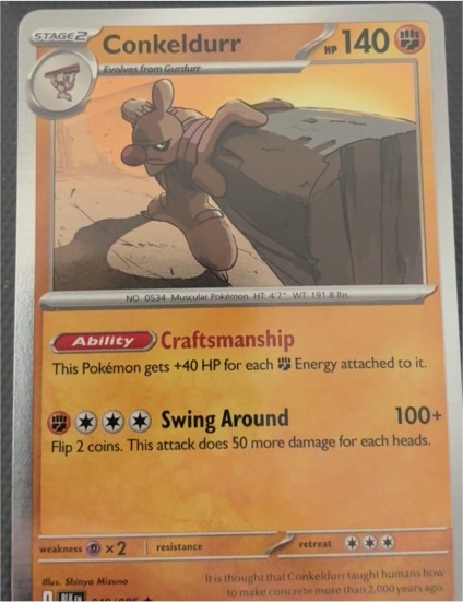 2025 Pokémon TCG Scarlet & Violet Black Bolt #049 Conkeldurr — front