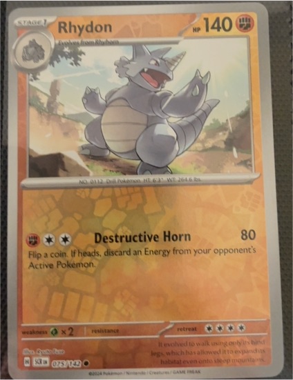 2024 Pokémon SV07: Stellar Crown #075 Rhydon — front