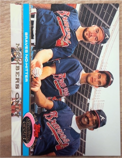 1991 Stadium Club Members Only #NNO Braves No-Hitter Kent Mercker / Mark Wohlers / Alejandro Pena — front