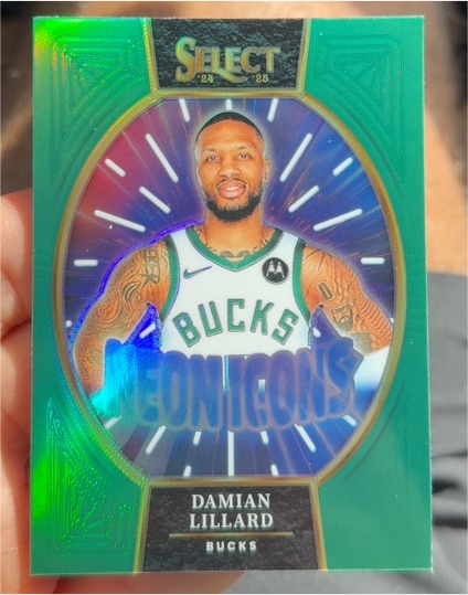 2024-25 Panini Select #5 Damian Lillard Neon Icons Green Prizm — front