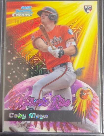 2025 Bowman Chrome #MR-22 Coby Mayo Meteoric Rise Mojo Refractor — front